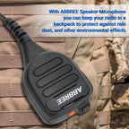ABBREE AR-850 Speaker Mic Walkie Talkie Volume Adjustable IP54 Waterproof Compatible With Baofeng UV-5R UV-39 BF-888S Ham Radio