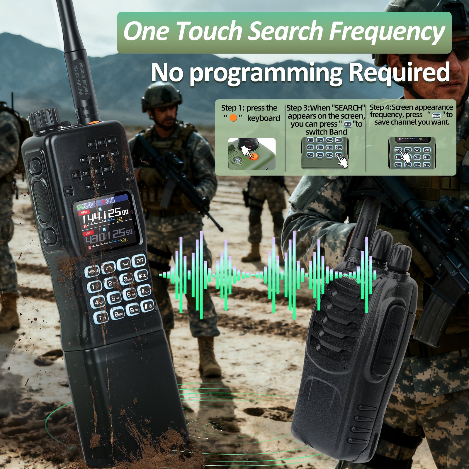 BAOFENG AR-152 PRO GPS Walkie Talkie Long Range Bluetooth Programming 10W Multi Band 12000mAh Tactial 1000CH Two Way Ham Radio