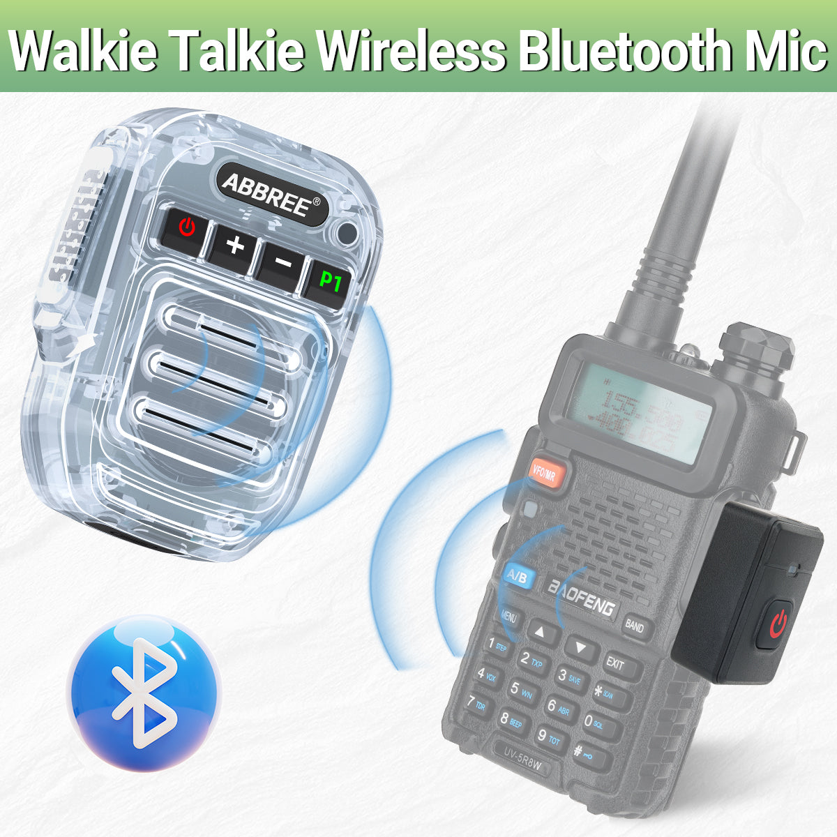 ABBREE Wireless Bluetooth Speaker Microphone Handheld Mic Type-C High Power Baofeng UV-5RH 21 Quansheng UV-K5(8) Walkie Talkie