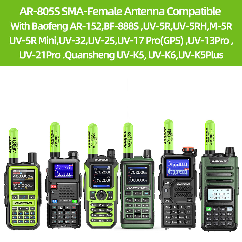 ABBREE AR-805S Mini Walkie Talkie Antenna SMA- Female Dual Band Long Range For Baofeng UV-5R Mini UV-21 PRO UV-32 Two Way Radio