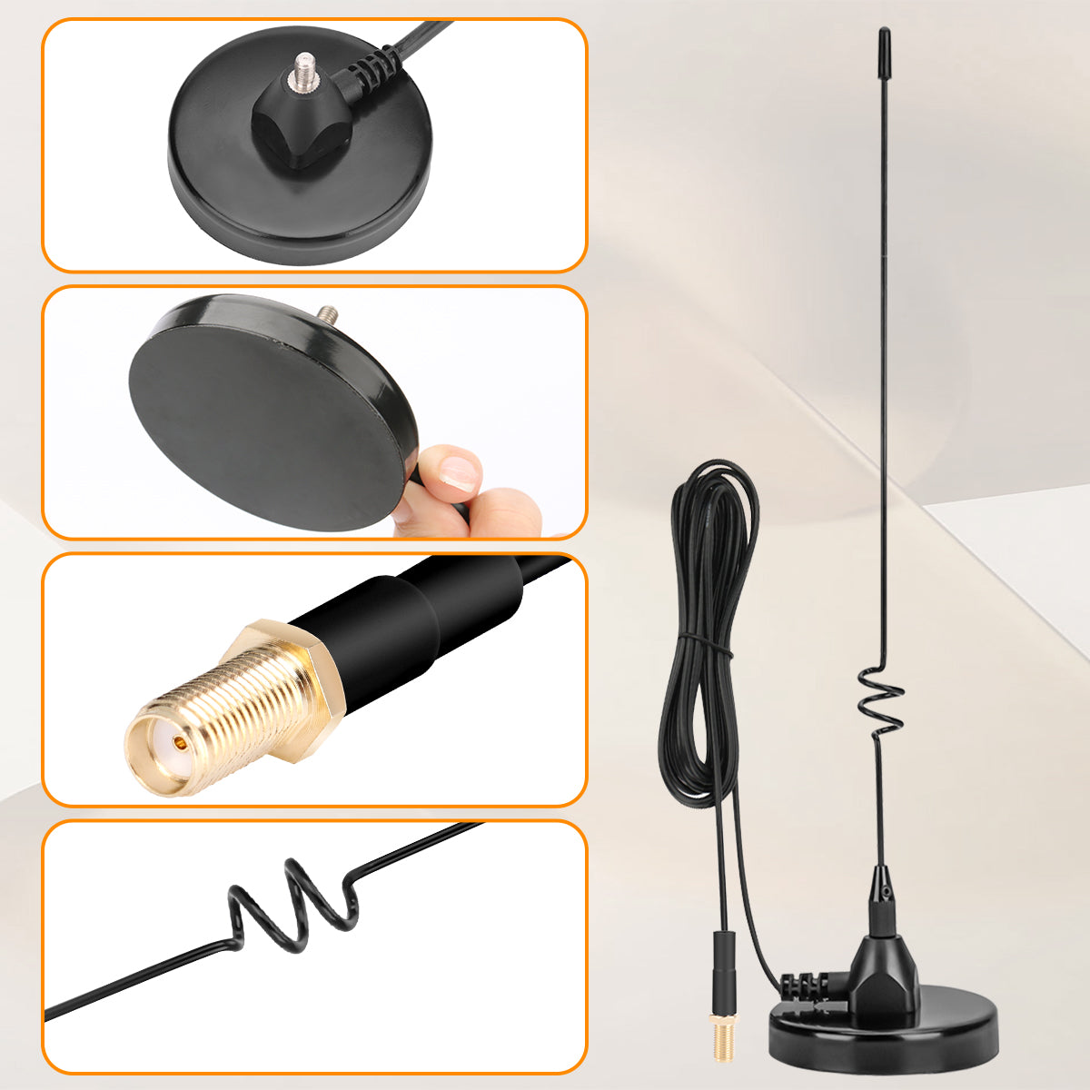 ABBREE AD-109 Mobile Radio Antenna Magnetic Dual Band VHF UHF SMA-Female For Baofeng Walkie Talkie UV-5RH BF-888S UV-32