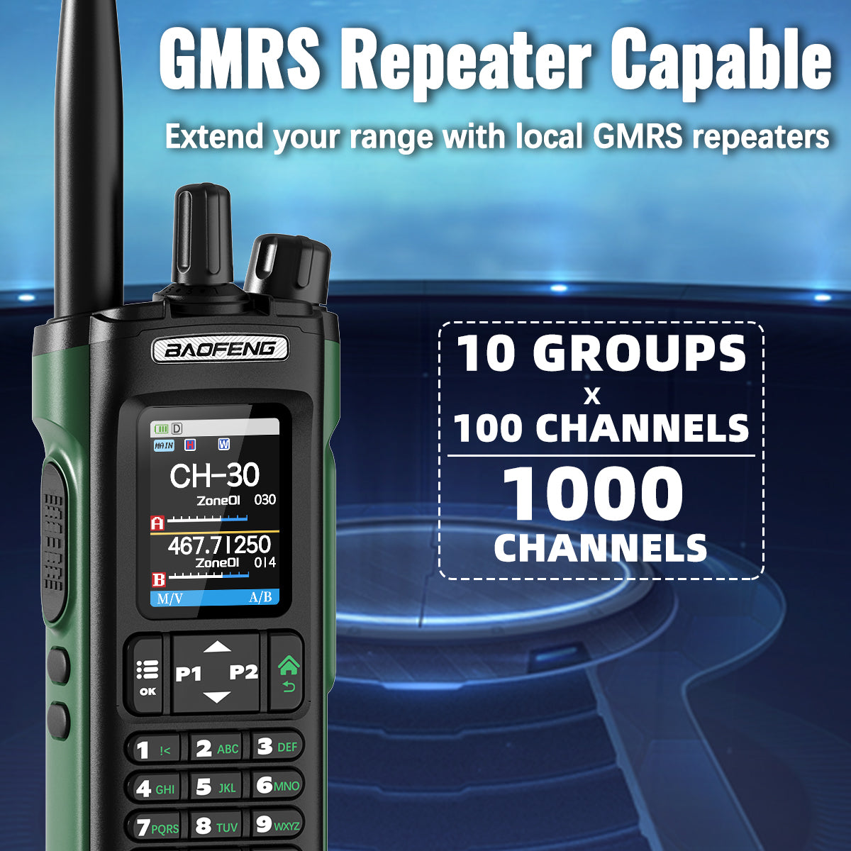 BAOFENG GM‑32 GMRS Walkie Talkie Long Range Two‑Way Radio NOAA Scan USB‑C Charging for Outdoor Off‑Road Trucking Camping