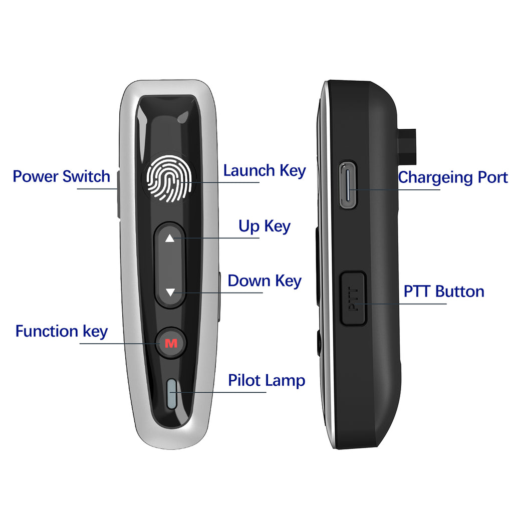 ABBREE AR-W6 Mini Walkie Talkie Collar Clip or Ear Hanging UHF Dual PTT Touch Talk Wireless Copy Frequency For Restaurant Hotel