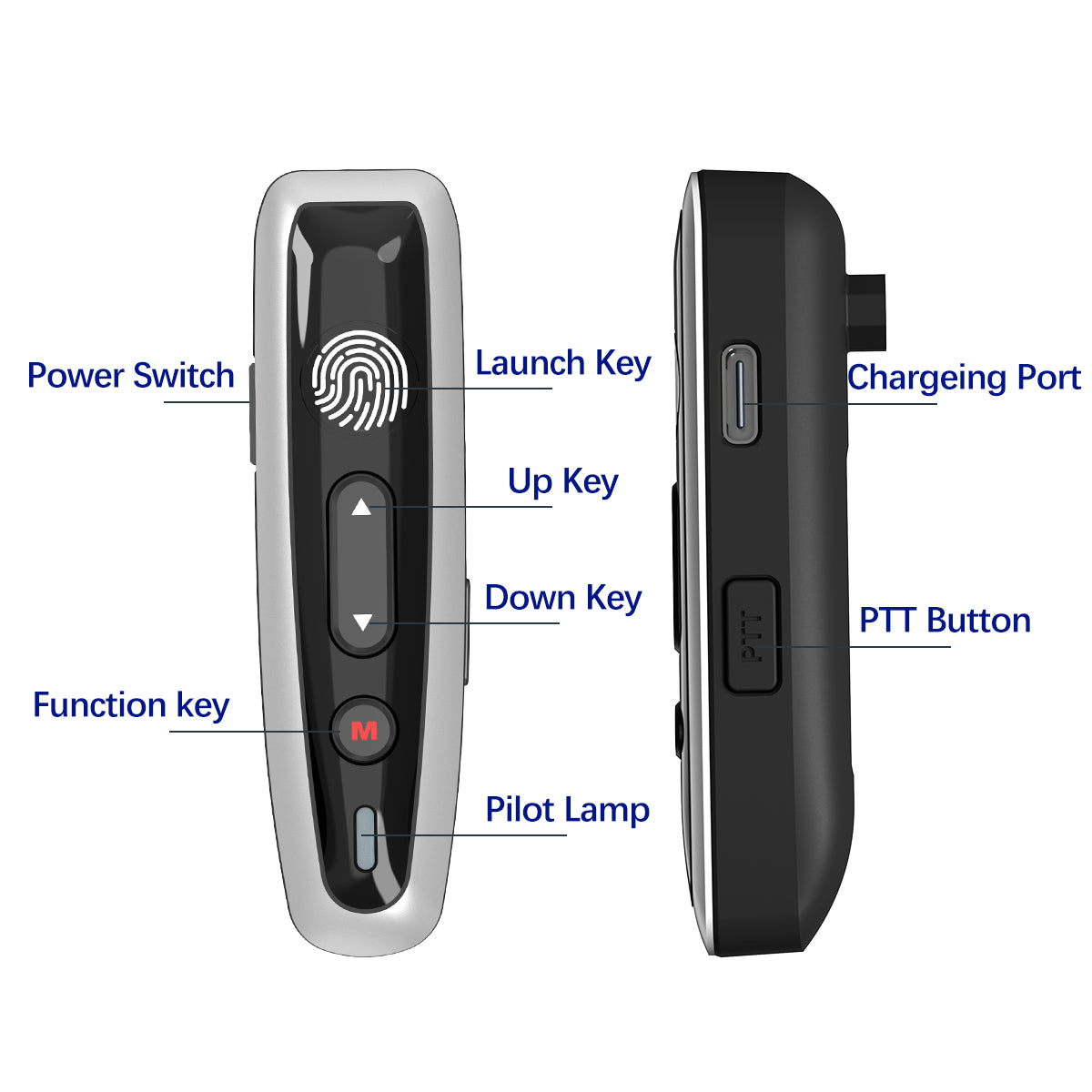 ABBREE AR-W6 Mini Walkie Talkie Collar Clip or Ear Hanging UHF Dual PTT Touch Talk Wireless Copy Frequency For Restaurant Hotel