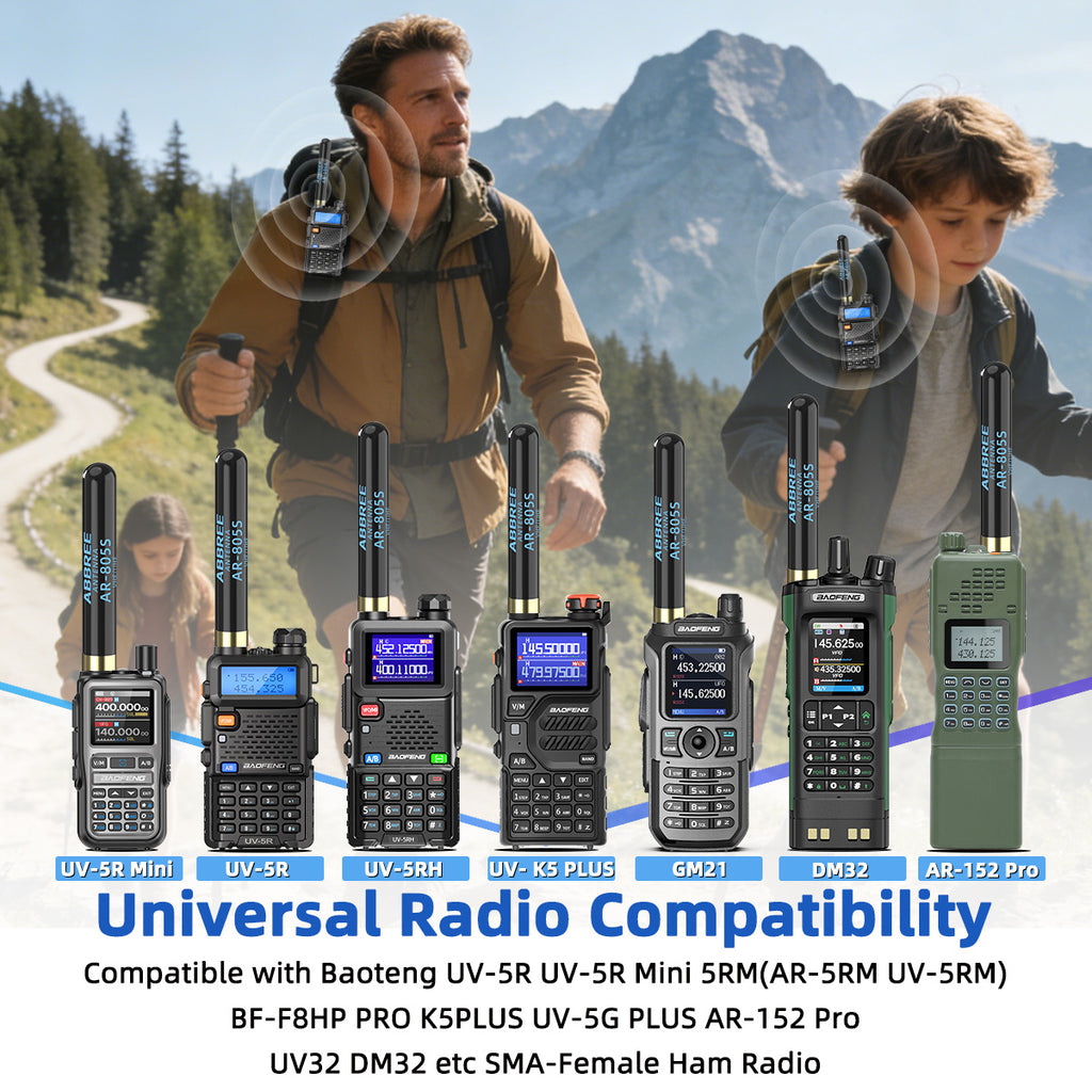 ABBREE AR-805 PLUS Walkie Talkie Antenna SMA-Female High Gain Dual Band For Baofeng UV-5R AR-152 PRO UV-21 PRO Ham Radio