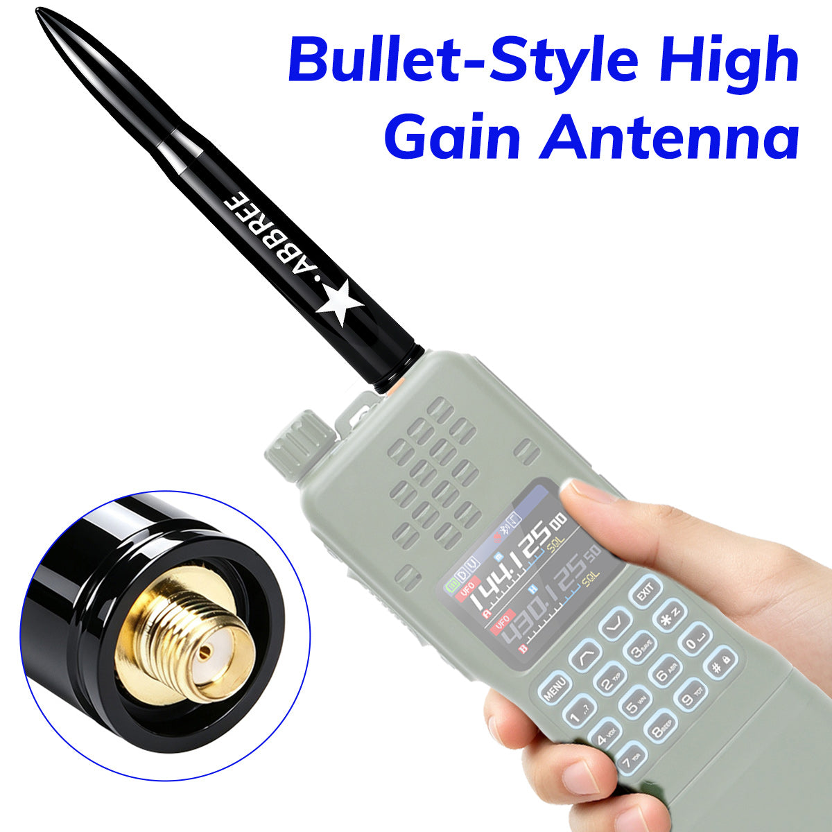 ABBREE AR‑47 Bullet Mini Antenna SMA‑Female VHF UHF 10W High‑Gain For Baofeng Quansheng Handheld Radio