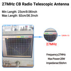 ABBREE CB Radio Antenna 27MHz SMA-Female Telescopic Walkie Talkie For BAJETON BJ-9000 BJ-7800 BJ-8300 Radtel RT-950PRO Radio