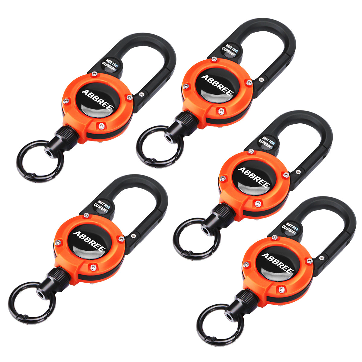 ABBREE Retractable Heavy Duty Pull Reel Carabiner Key Chains Strong Steel Wire Rope Buckle Outdoor Microphone Hanger Climbing