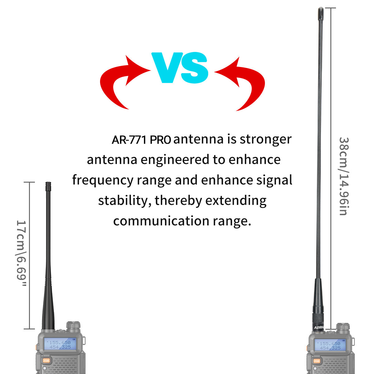 ABBREE AR-771 PRO SMA-Female VHF UHF Dual Band Antenna For Walkie Talkie Baofeng UV-5R UV-21 k6 Quansheng UV K5 (8) Ham Radio