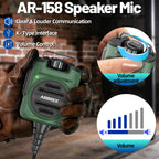 ABBREE AR-158 Rechargeable Walkie Talkie Microphone Speaker Volume Adjust Type-C Charging for Baofeng UV 5R MINI Quansheng UV K5
