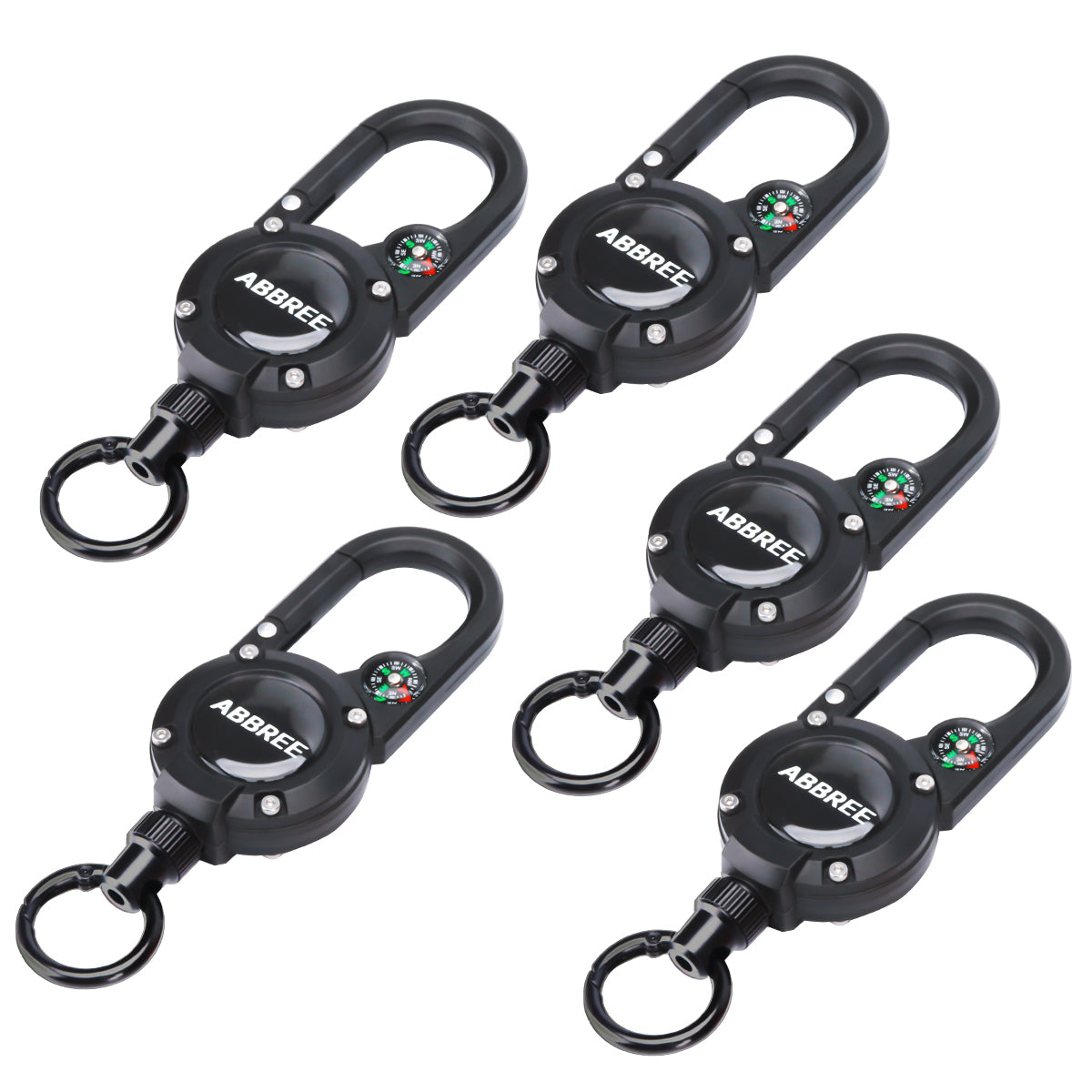 ABBREE Retractable Heavy Duty Pull Reel Carabiner Key Chains Strong Steel Wire Rope Buckle Outdoor Microphone Hanger Climbing