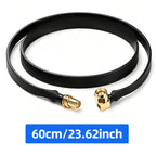ABBREE Flat SMA Male to Female Window Feedthrough Coaxial Cable No Drilling Antenna Extension Wire for Helium Miner LoRa Gateway