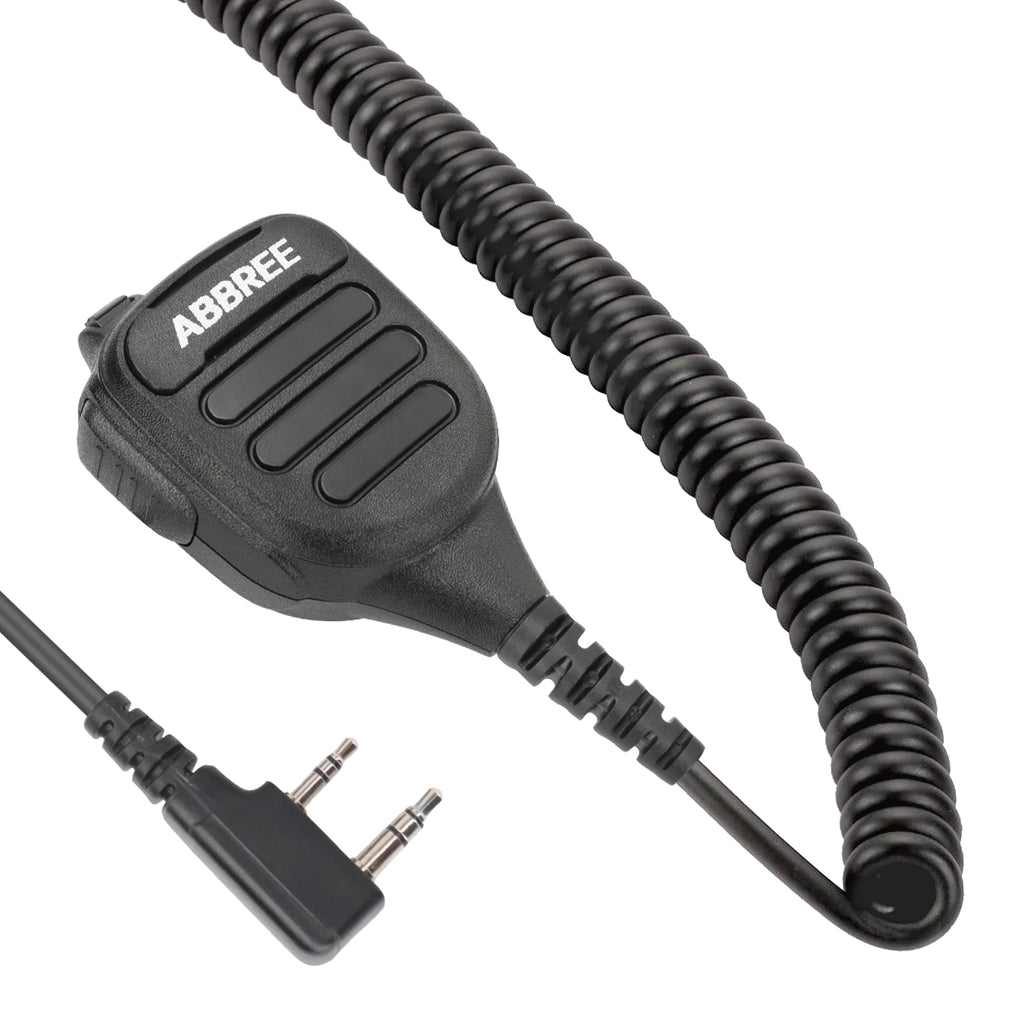 ABBREE AR-850 Speaker Mic Walkie Talkie Volume Adjustable IP54 Waterproof Compatible With Baofeng UV-5R UV-39 BF-888S Ham Radio