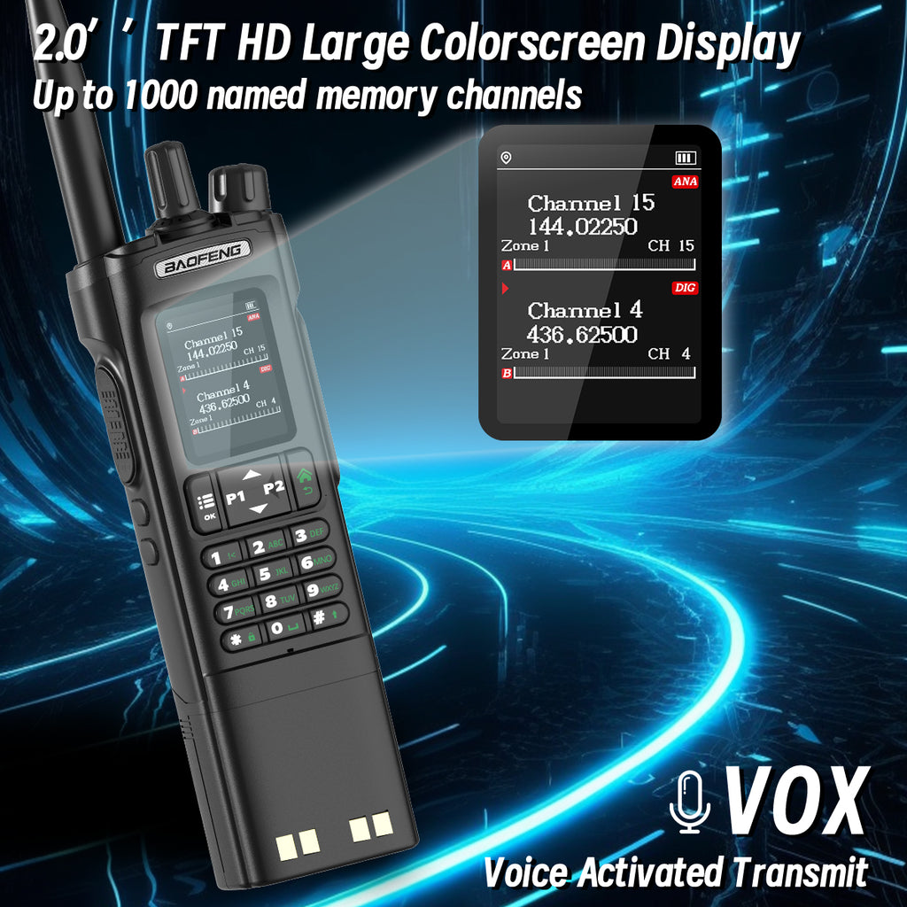 Baofeng DM-32 Upgrade Battery GPS APRS AES256 Encryption DMR Digital Analog UHF VHF Dual Band 8W Air Band FM Walkie Talkie DM-32UV