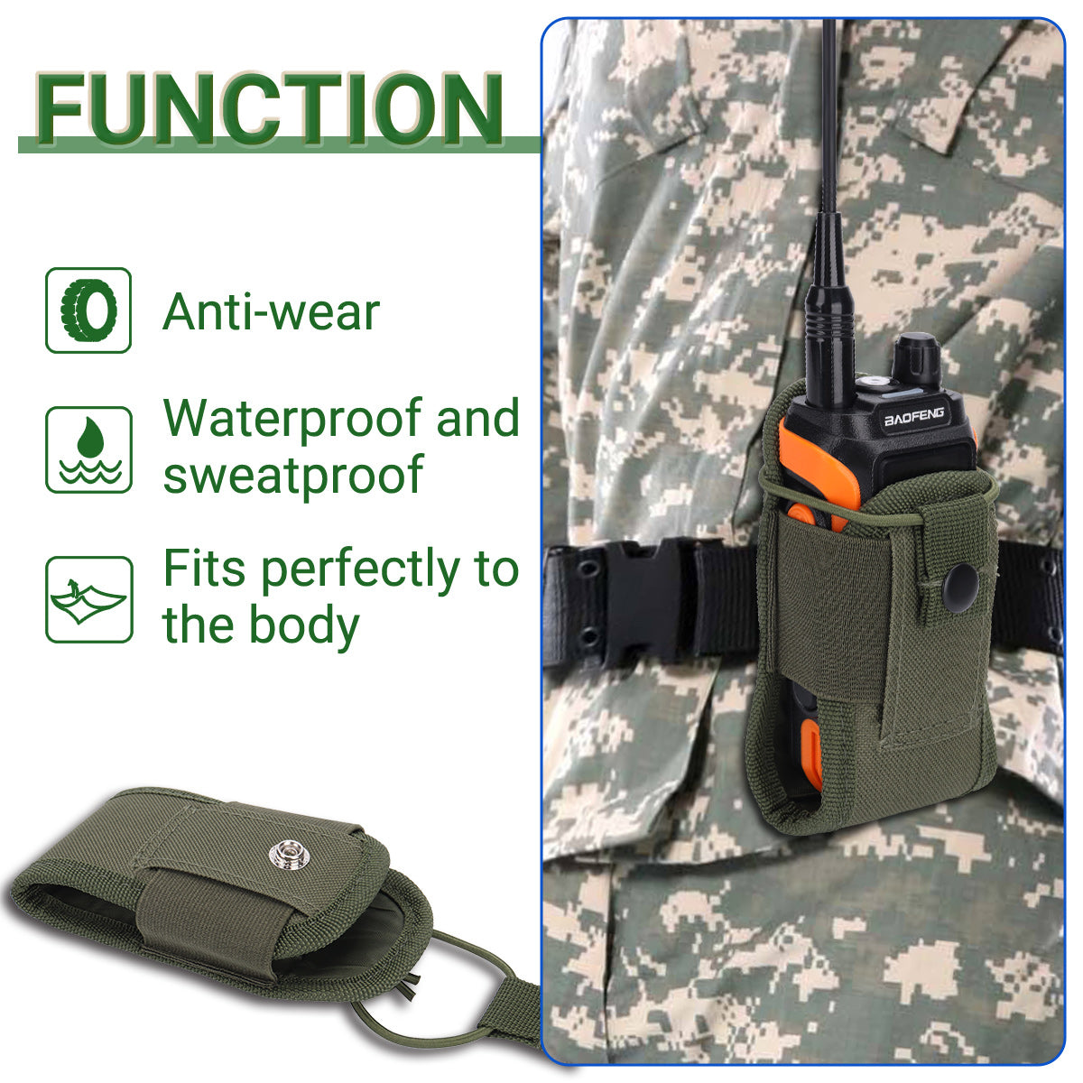 Tactical Walkie Talkie Pouch Oxford Molle Radio Pouch Holder Pocket Portable Outdoor Hunting Sports Waist Bag Interphone Holster