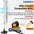 ABBREE AD-109 Mobile Radio Antenna Magnetic Dual Band VHF UHF SMA-Female For Baofeng Walkie Talkie UV-5RH BF-888S UV-32