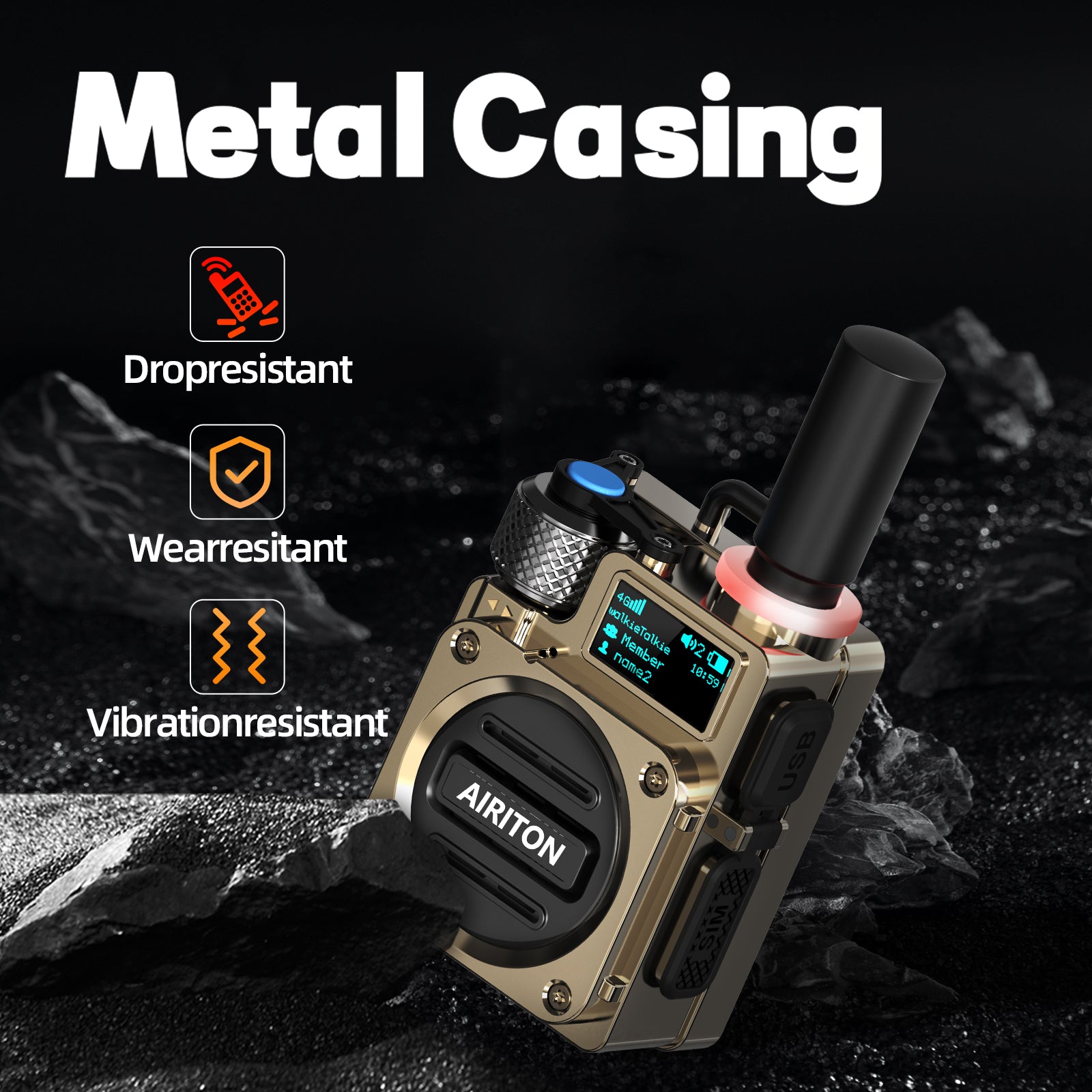 Walkie Talkies Airiton Radios Unlimited Range Nationwide 4G Long Distance 5000 Miles Handheld POC Two Way Radio AI-G7 Push to Talk Over Cellular Radio Long Range Walkie Talkie (2 with SIM Card)
