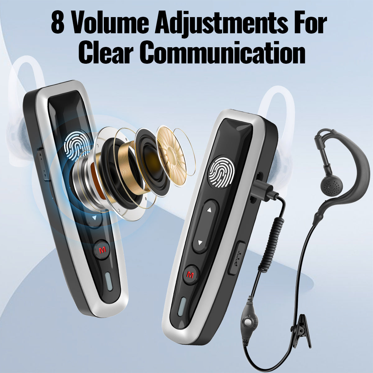 ABBREE AR-W6 Mini Walkie Talkie Collar Clip or Ear Hanging UHF Dual PTT Touch Talk Wireless Copy Frequency For Restaurant Hotel