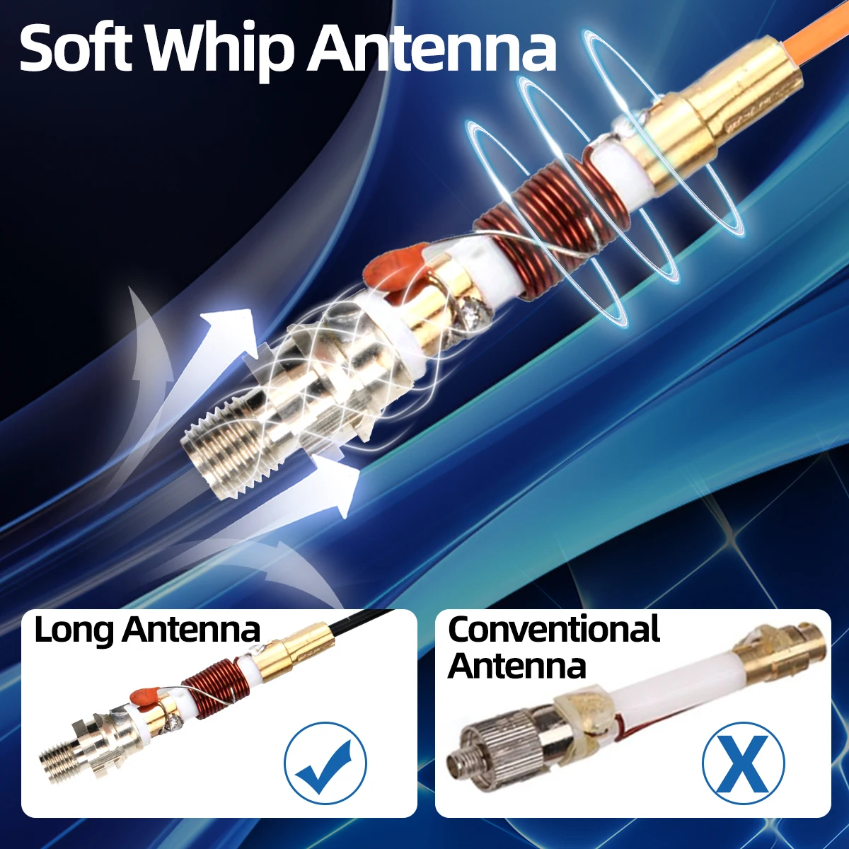 ABBREE AR-771 SMA-Female Dual Band Antenna 144/430MHz High Gain Soft Whip Walkie Talkie Antenna For Baofeng UV-5R UV-9R PRO