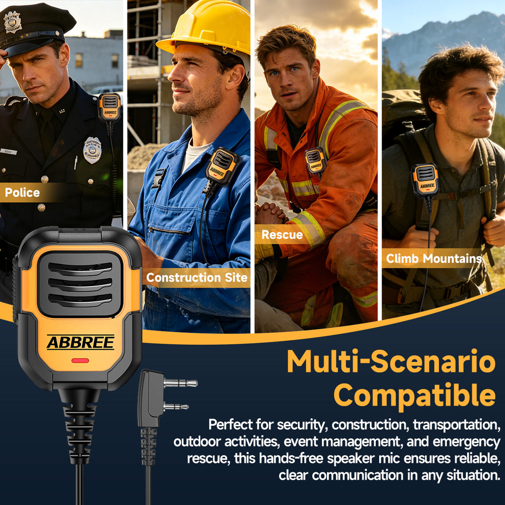 ABBREE AR-790 IP54 Walkie Talkie Speaker Microphone Handheld Mic Upgrade 780 MIC For Baofeng UV5R UV-21 Pro UV-32 Two Way Radio