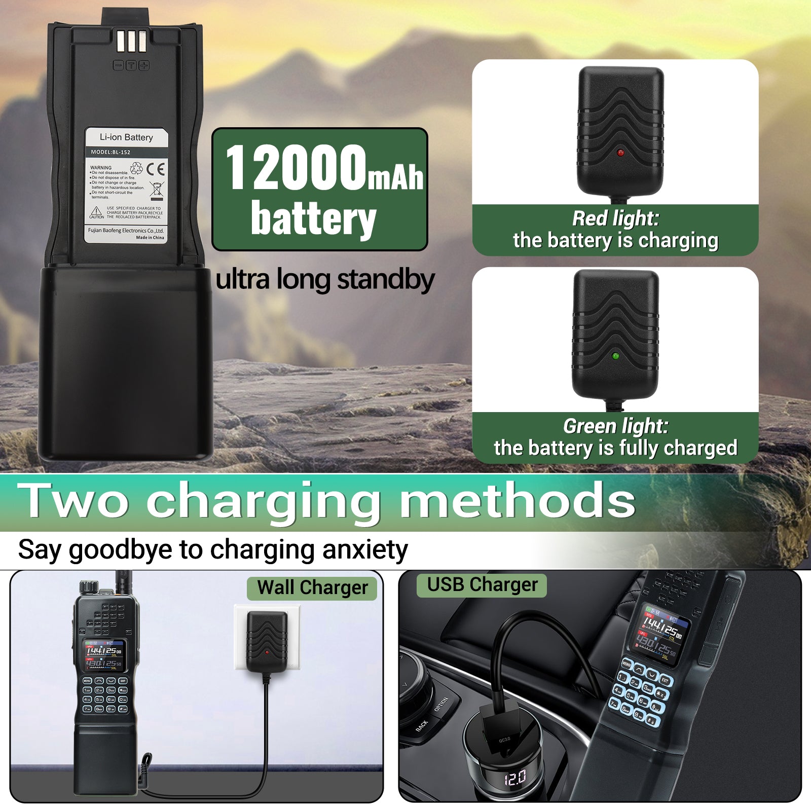 BAOFENG AR-152 PRO GPS Walkie Talkie Long Range Bluetooth Programming 10W Multi Band 12000mAh Tactial 1000CH Two Way Ham Radio