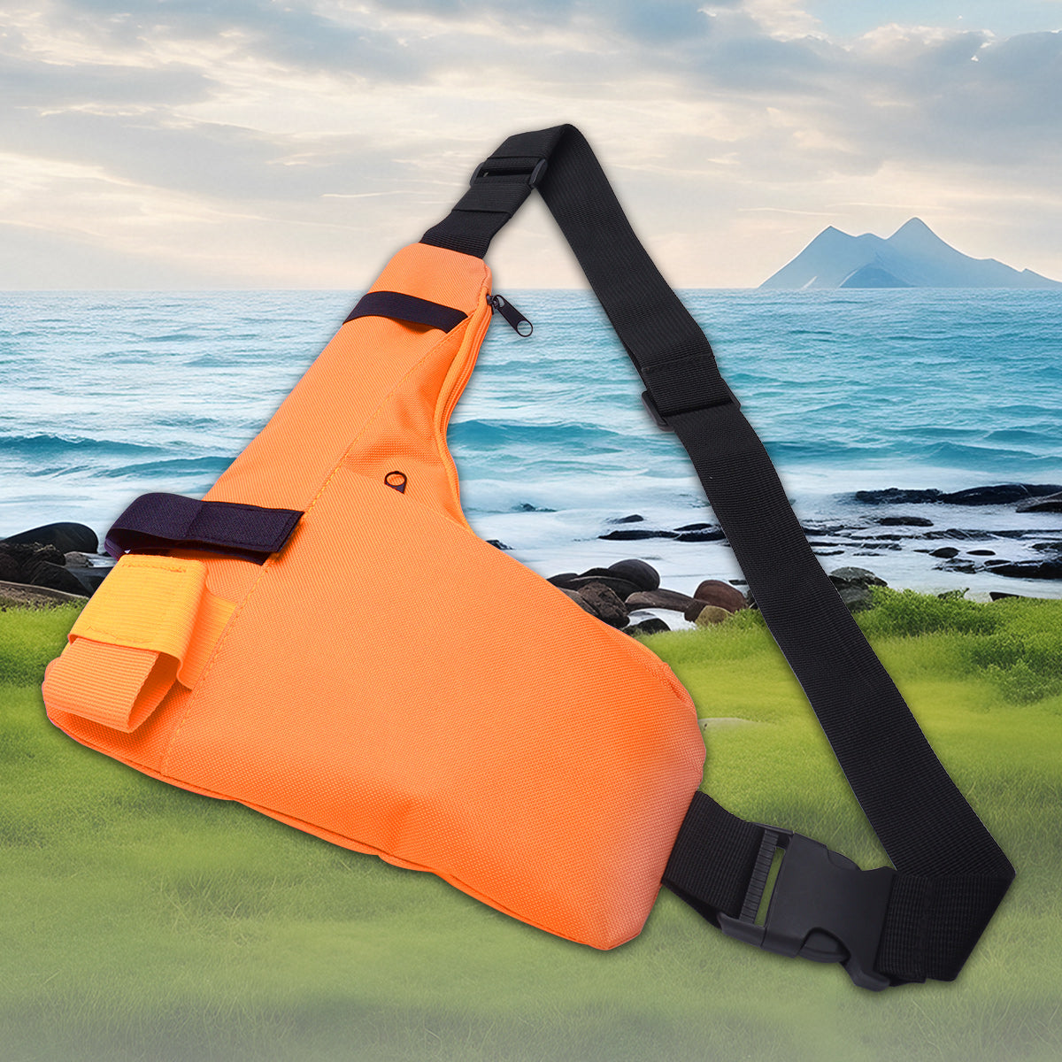 ABBREE PT-17 Large Capacity Waterproof Walkie Talkie Carry Bag Fashion Orange L Shape Lightweight Portable Adjustable Chest Bag