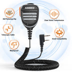 Abbree AR-780 PTT Remote Waterproof Speaker Mic Microphone for Two Way Radio Kenwood TYT Baofeng UV-5R 888S UV-82 Walkie Talkie