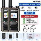 ABBREE GP-18 2G/3G/4G Zello Walkie Talkie Dual Sim Card Slots Global POC Android Bluetooth WIFI Unlimited Distance Network Radio