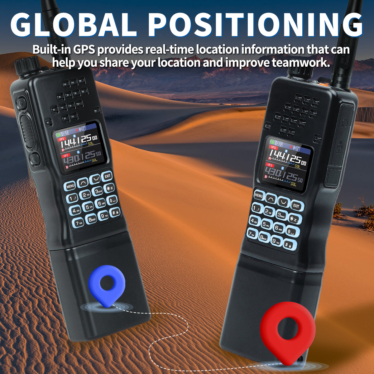 BAOFENG AR-152 PRO GPS Walkie Talkie Long Range Bluetooth Programming 10W Multi Band 12000mAh Tactial 1000CH Two Way Ham Radio