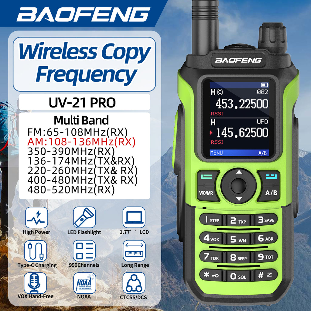 Baofeng UV-21 Pro Wireless Copy Frequency VHF UHF Powerful Waterproof V2 Long Range UV-32 Long Range Type-C Two Way Ham Radio