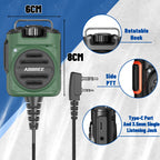 ABBREE AR-158 Rechargeable Walkie Talkie Microphone Speaker Volume Adjust Type-C Charging for Baofeng UV 5R MINI Quansheng UV K5