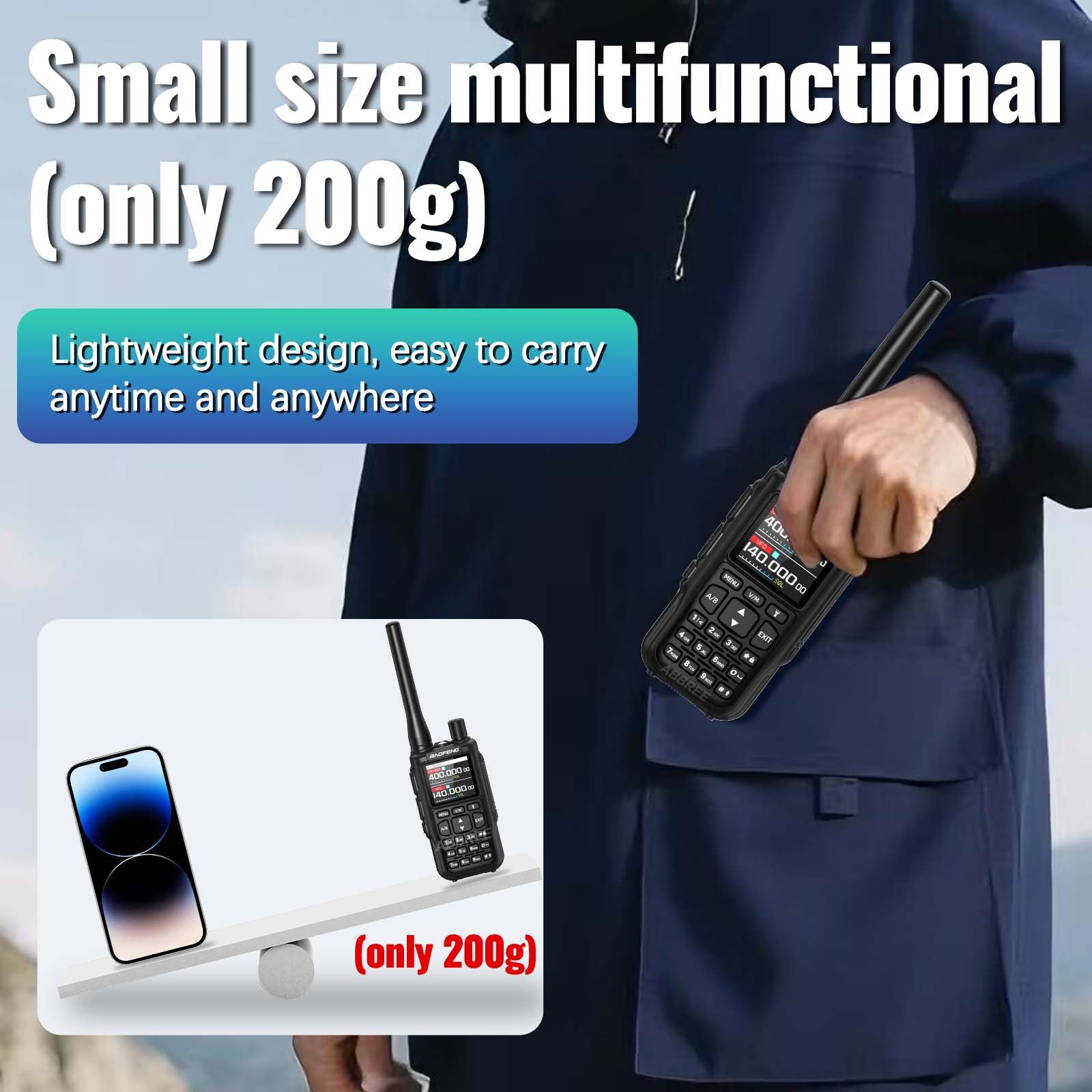 Baofeng Mini 5 Walkie Talkie Upgrade 5R Mini Bluetooth Programming Wireless Copy Frequency Full Band Type-C Long Range Ham Radio