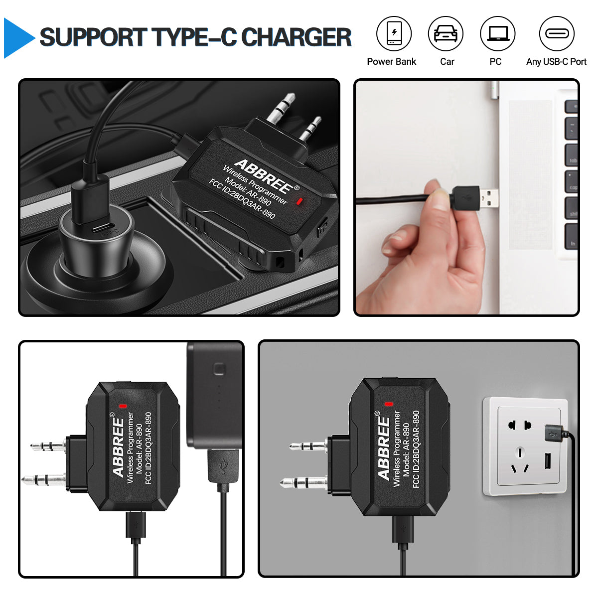 ABBREE Bluetooth Wireless Programmer for Walkie Talkie Plug & Play No Driver Issue Phone for UV5R BF888S Quansheng UVK5