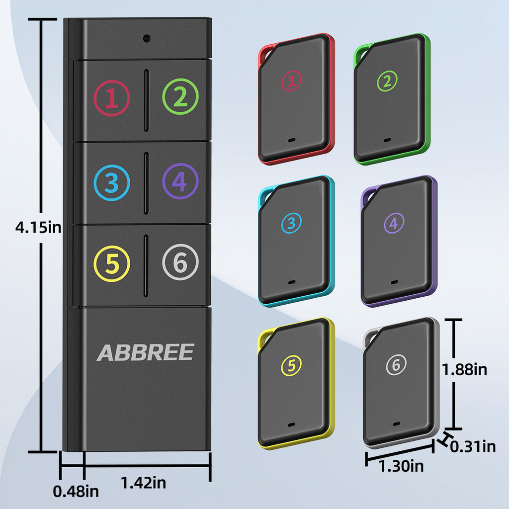 ABBREE KF-106 Wireless Key Finder RF Key Locator Pet Tracker Wallet Tracker Remote Control 1 RF Transmitter 6 Receiver