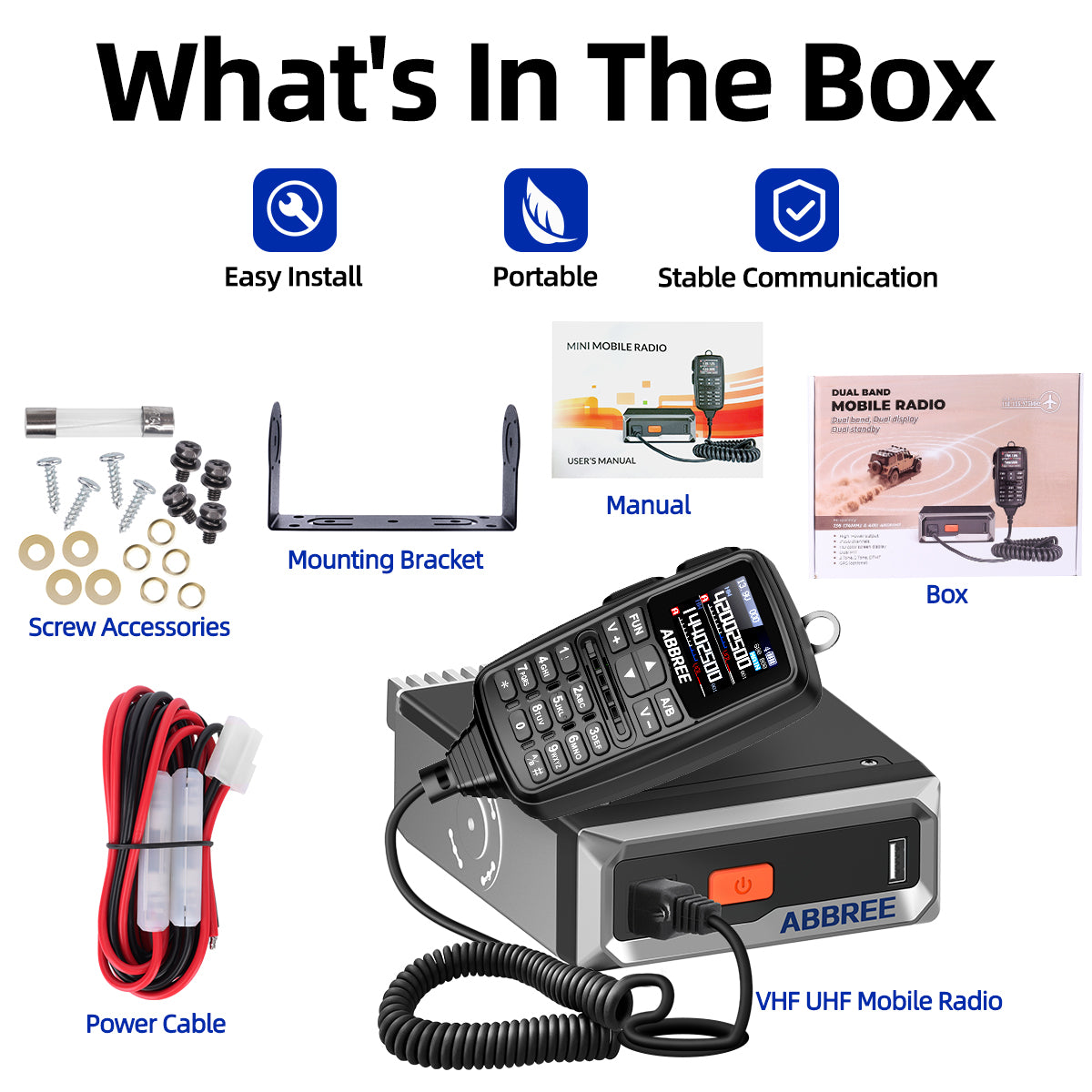 ABBREE AR-7600 V1 V2 Mini Mobile Radio Multi Band FM AM VHF UHF Wireless Copy Frequency Long Range V2 Add GPS With Speaker Mic