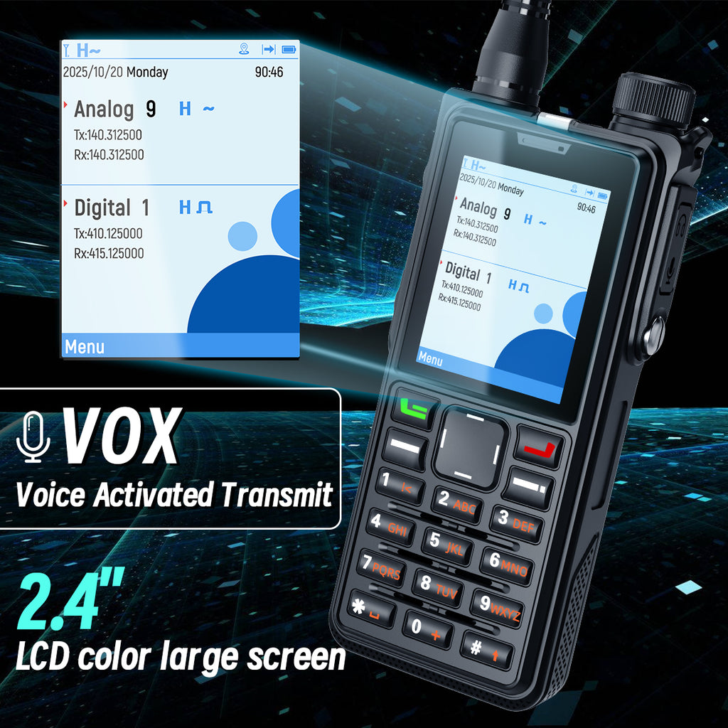 ABBREE AR-880 DMR Digital Walkie Talkie 10W IP67 Waterproof Dual Mode Analog Dual Band AES256 Dual Time Slot SMS VOX Ham Radio