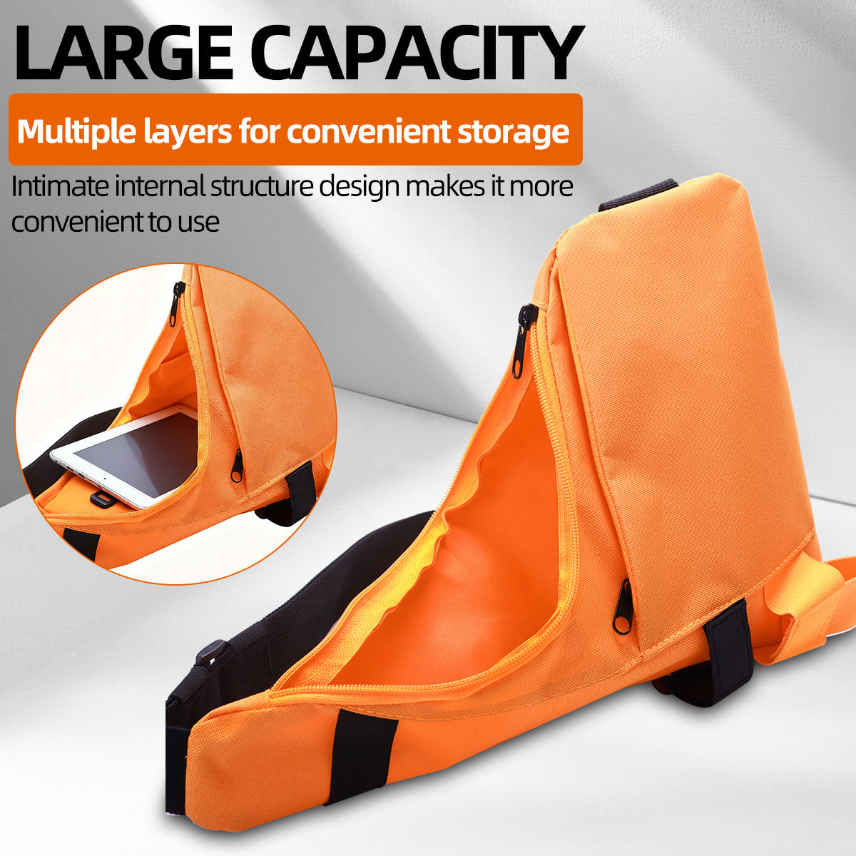 ABBREE PT-17 Large Capacity Waterproof Walkie Talkie Carry Bag Fashion Orange L Shape Lightweight Portable Adjustable Chest Bag