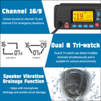 ABBREE AR-509MG Marine Radio VHF 25W with GPS Waterproof IP67 DCS Call USA/INT/CAN Marine Radio Channels Fixed Mount For Boats