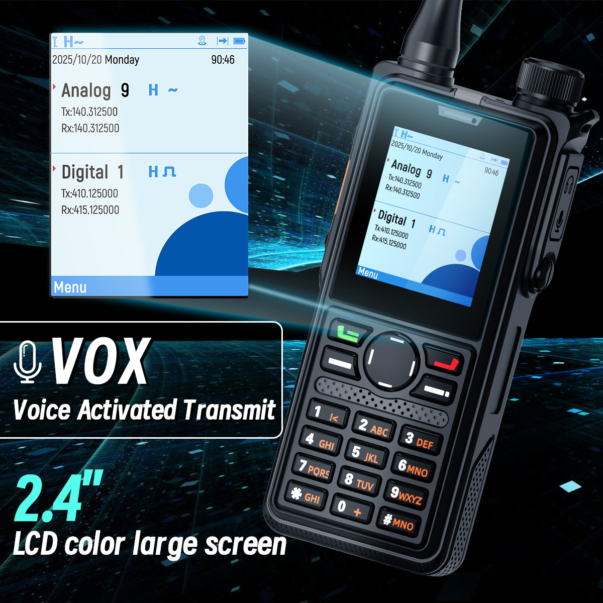 AIRITON AI-881 DMR Walkie Talkie IP67 Waterproof 10W High Power Dual Time Slot Large Color Screen VOX Two Way Radio