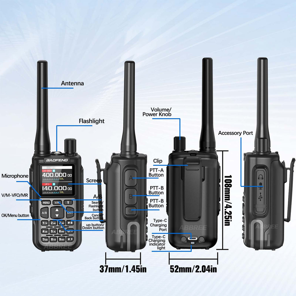 BAOFENG MINI 5 Walkie Talkie 2200mAh Battery APP Bluetooth Programming Long Range Dual PTT Newly Upgraded UV-5R MINI Ham Radio