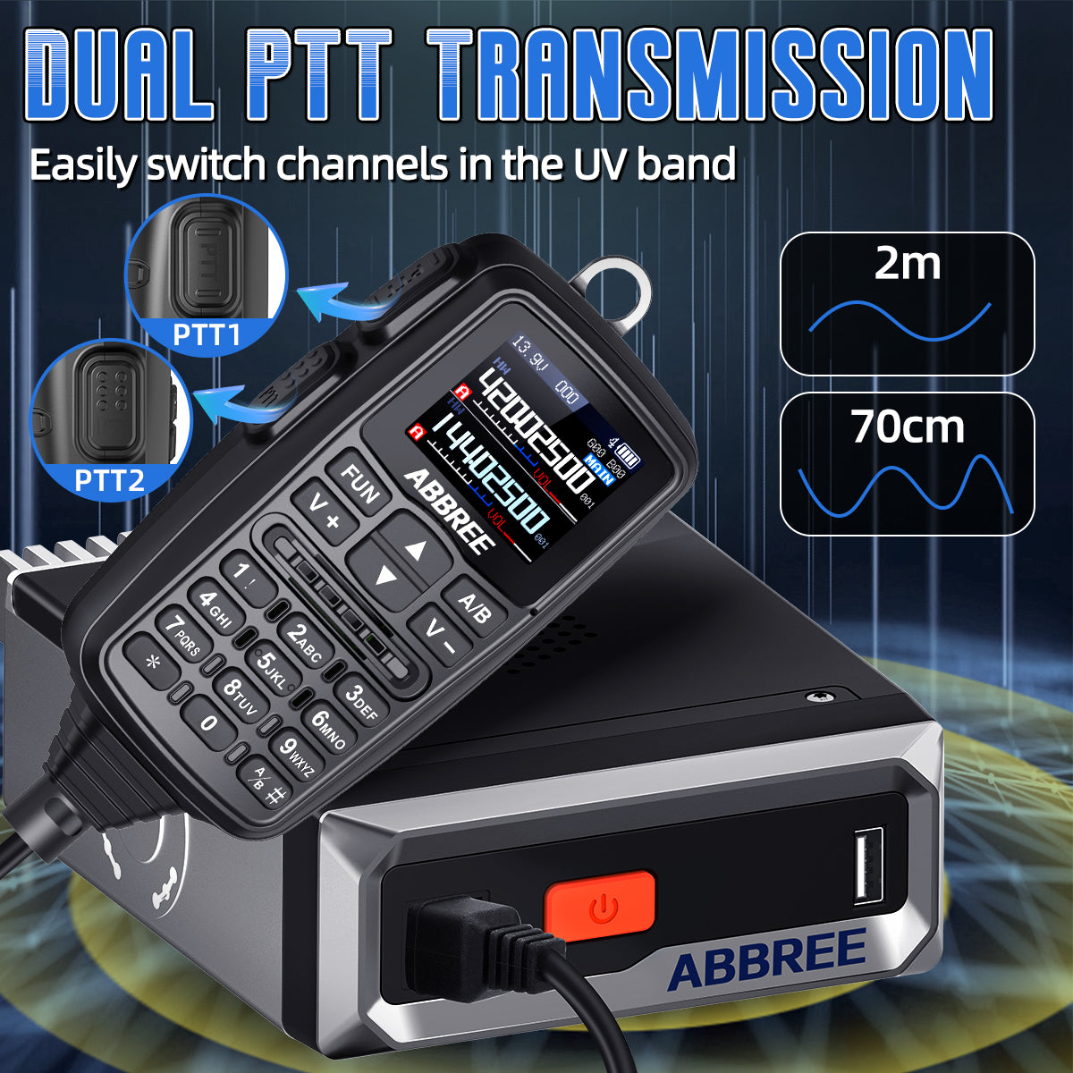 ABBREE AR-7600 V1 V2 Mini Mobile Radio Multi Band FM AM VHF UHF Wireless Copy Frequency Long Range V2 Add GPS With Speaker Mic