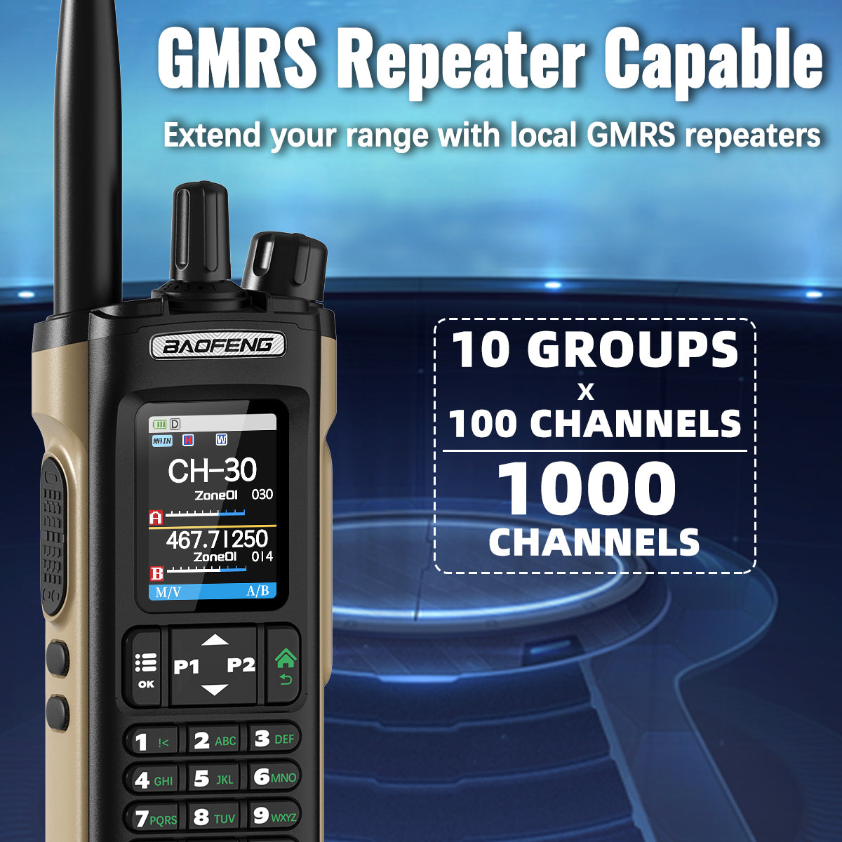 BAOFENG GM‑32 GMRS Handheld Two Way Radio Repeater‑Capable GMRS Walkie Talkie NOAA Weather Alert USB‑C Rechargeable VOX Handheld Radio