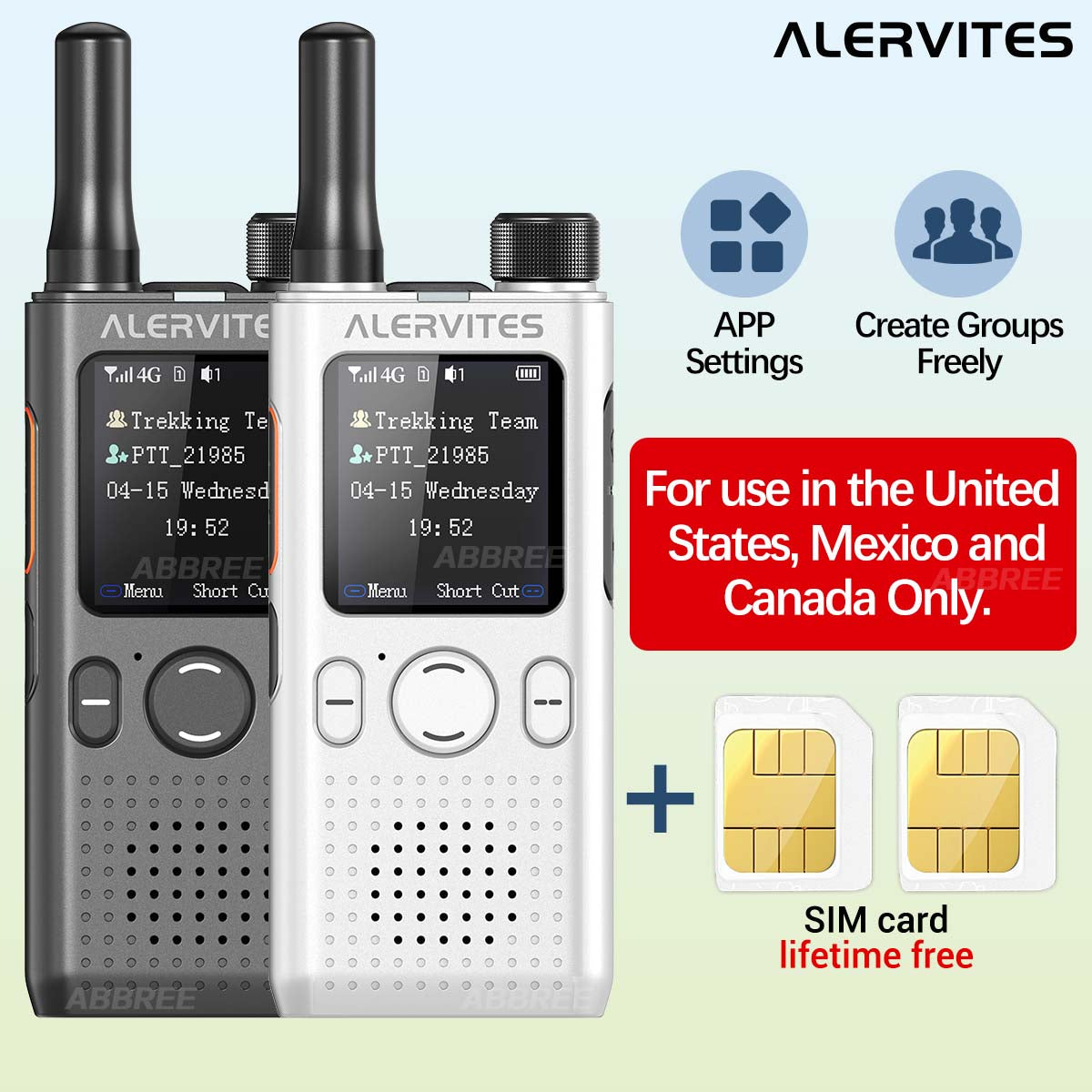 ALERVITES AT1 POC Radio Global 4G/5G Network Walkie Talkie Create Groups Freely Phone APP Settings Unlimited Distance  For Baofeng Portable USB Charge Ham Radio