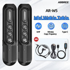 ABBREE AR-W5 Collar Clip Mini Walkie Talkie Wireless Copy Frequency 8 Volume Adjustment 20CH Type-C Chager UHF Handsfree Radio