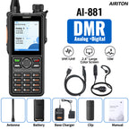 AIRITON AI-881 DMR Walkie Talkie IP67 Waterproof 10W High Power Dual Time Slot Large Color Screen VOX Two Way Radio