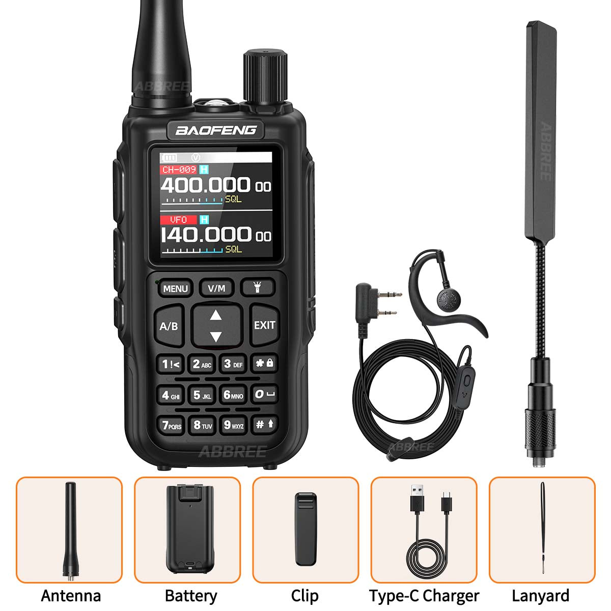 Baofeng Mini 5 Walkie Talkie Upgrade 5R Mini Bluetooth Programming Wireless Copy Frequency Full Band Type-C Long Range Ham Radio