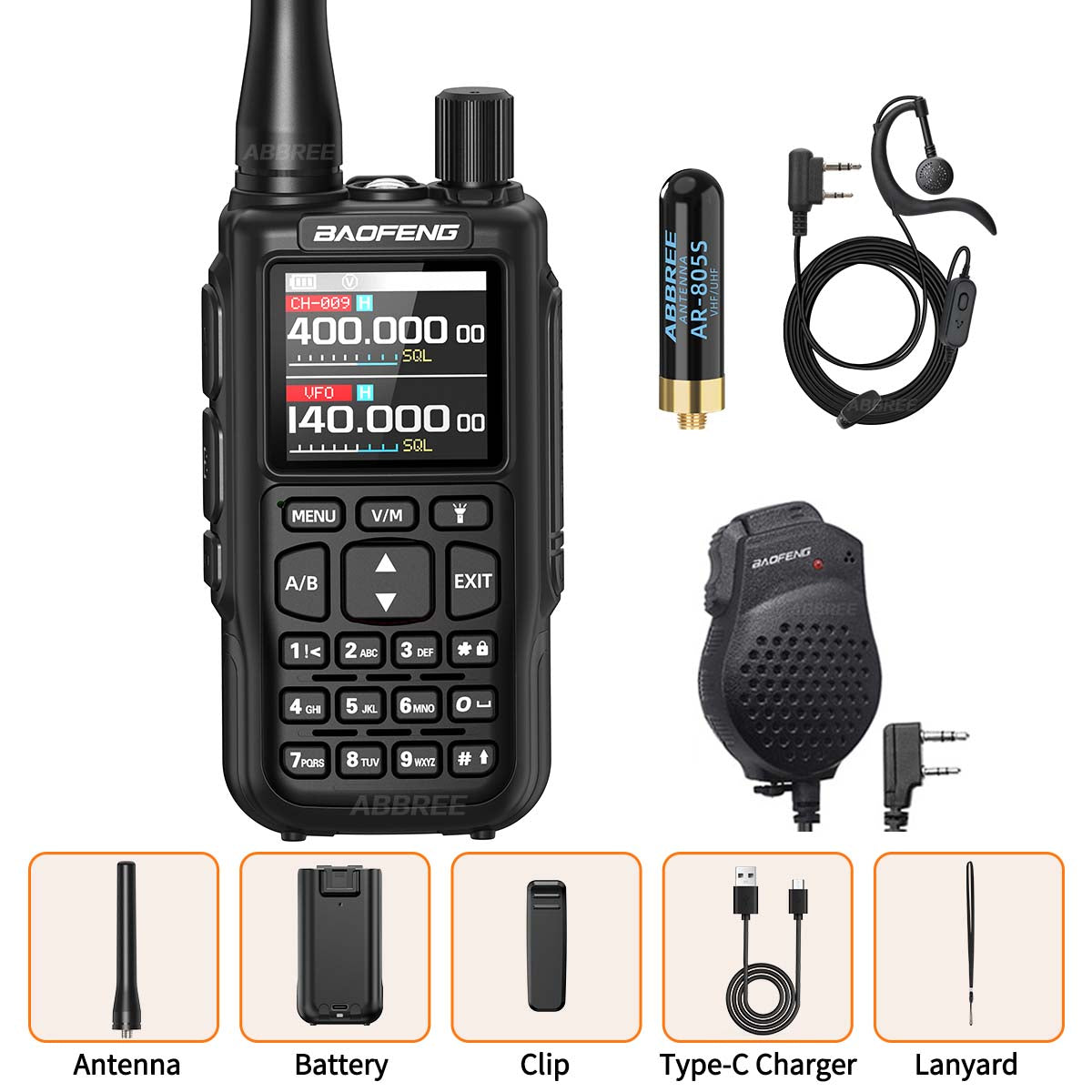 Baofeng Mini 5 Walkie Talkie Upgrade 5R Mini Bluetooth Programming Wireless Copy Frequency Full Band Type-C Long Range Ham Radio