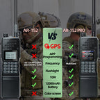 BAOFENG AR-152 PRO GPS Walkie Talkie Long Range Bluetooth Programming 10W Multi Band 12000mAh Tactial 1000CH Two Way Ham Radio