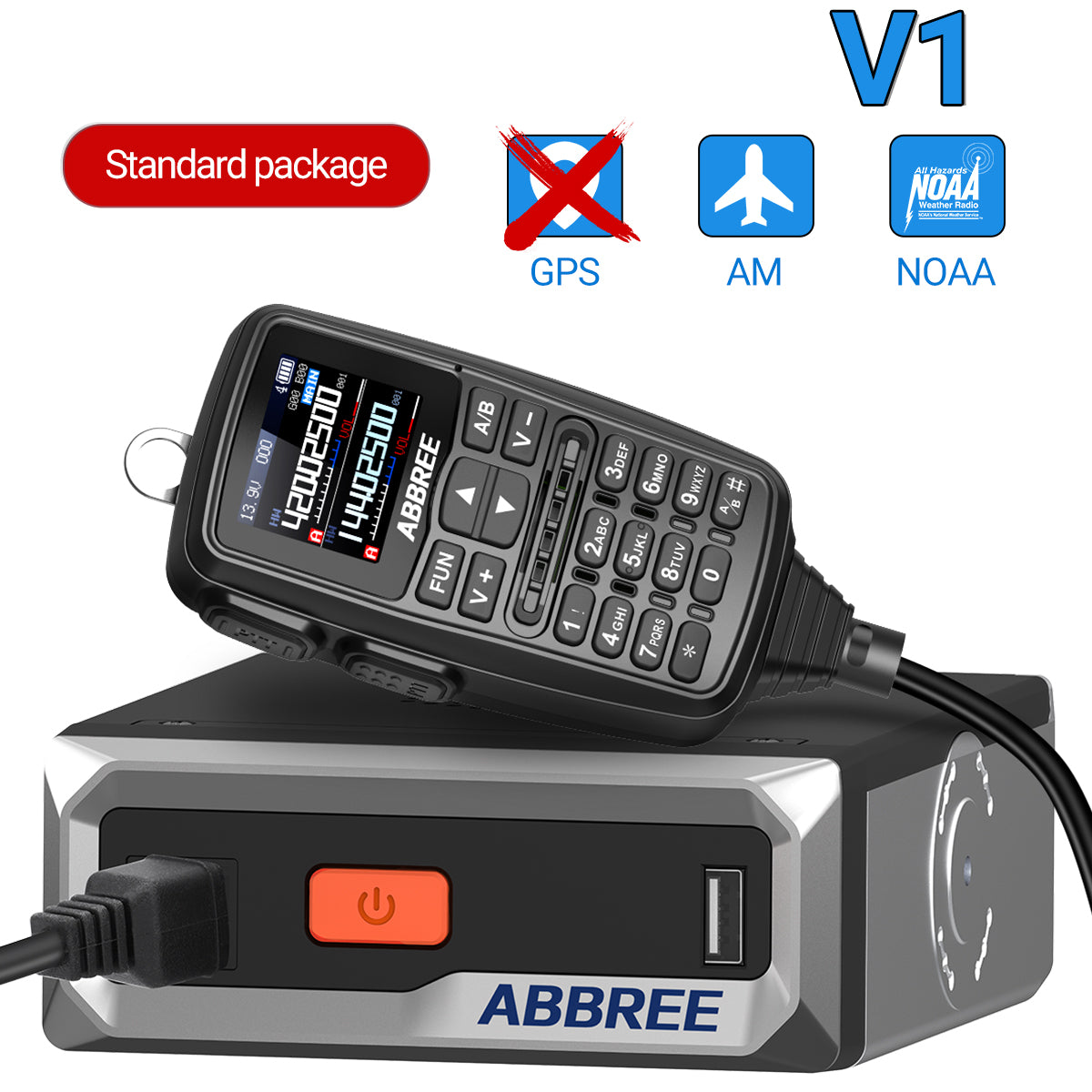 ABBREE AR-7600 V1 V2 Mini Mobile Radio Multi Band FM AM VHF UHF Wireless Copy Frequency Long Range V2 Add GPS With Speaker Mic
