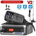 ABBREE AR-7600 V1 V2 Mini Mobile Radio Multi Band FM AM VHF UHF Wireless Copy Frequency Long Range V2 Add GPS With Speaker Mic